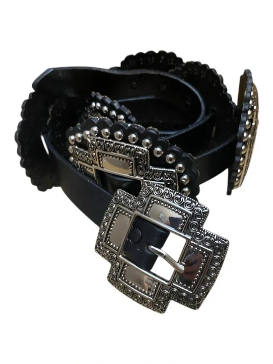 Roper Womens Black And Silver Large Cross Concho Western Belt - Picture 6 of 8
